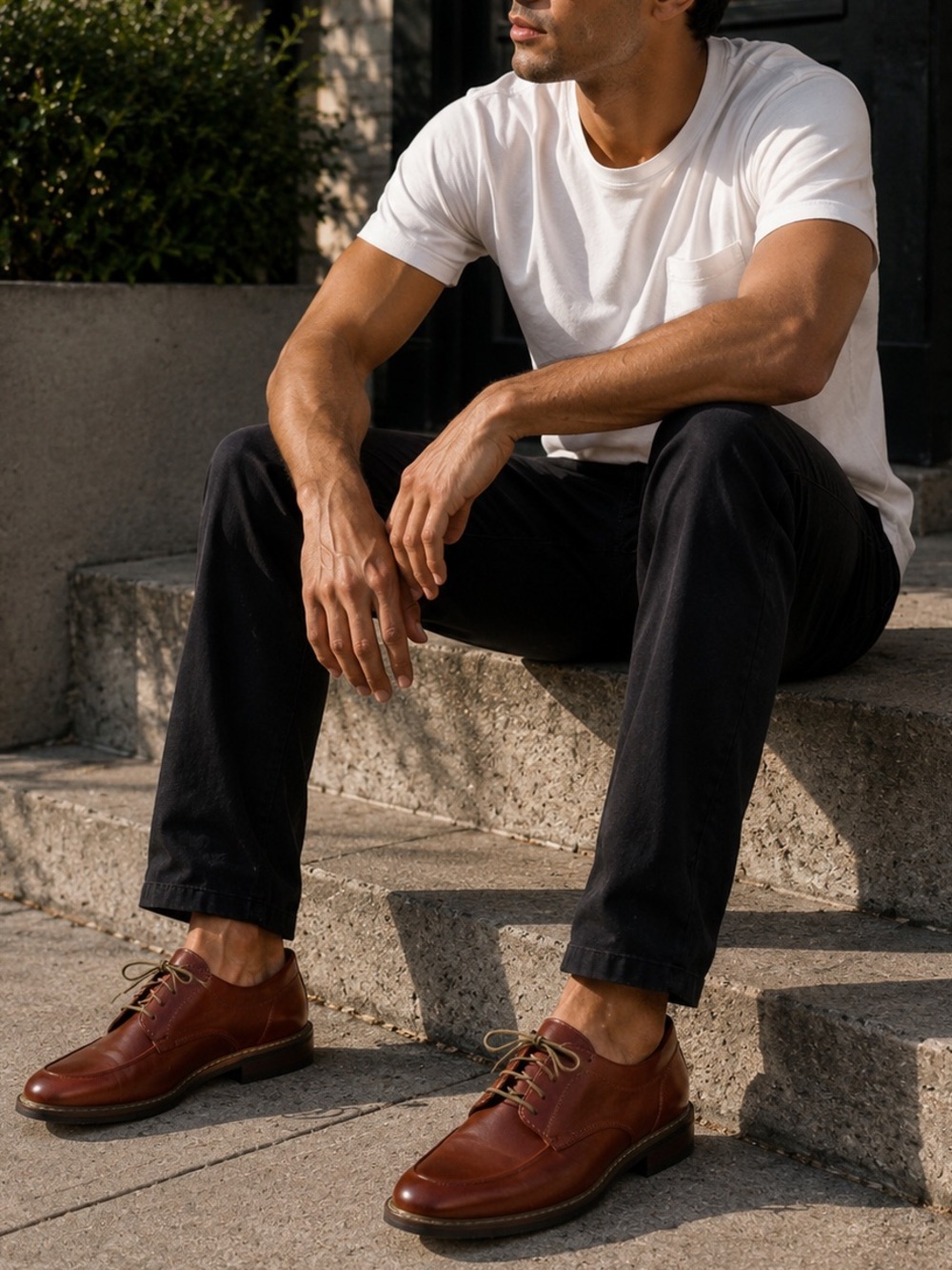 Bruno Marc Men's Leather Derby Shoes in Chestnut Brown